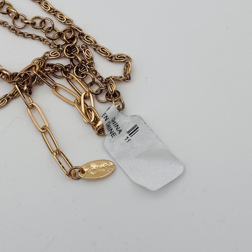 Free People Layer Necklace Heart Cross Charm Cluster Boho Multi Strand Boho NEW - Picture 5 of 10